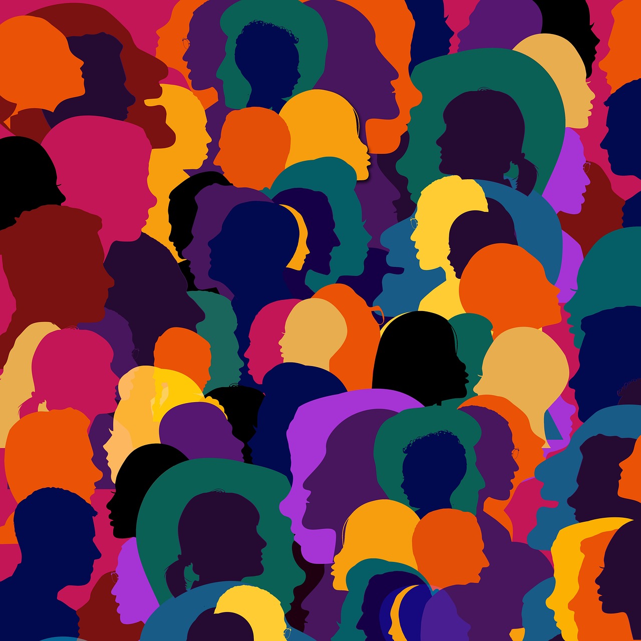 diversity, people, heads, group, personal, silhouettes, people of different colors, collect, differences, different, lots, quantitative, crowd, diversity, diversity, diversity, diversity, diversity