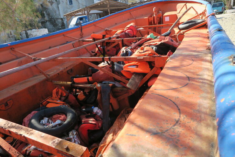 refugee lifeboat at Therma beach